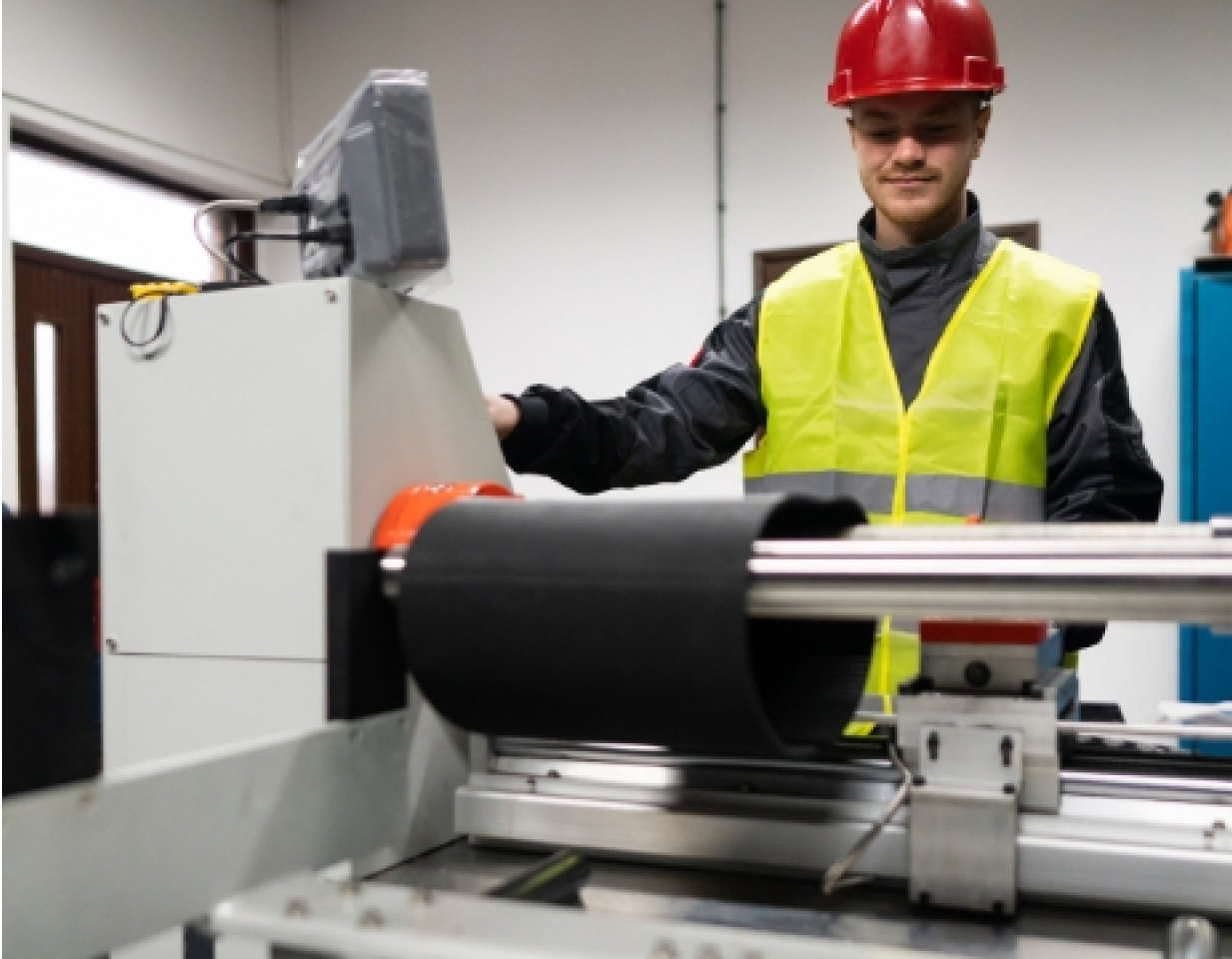 Man manufacturing golf grips